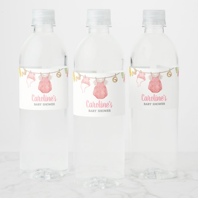 Girl Popsicle Baby Shower Water Bottle Label (Bottles)