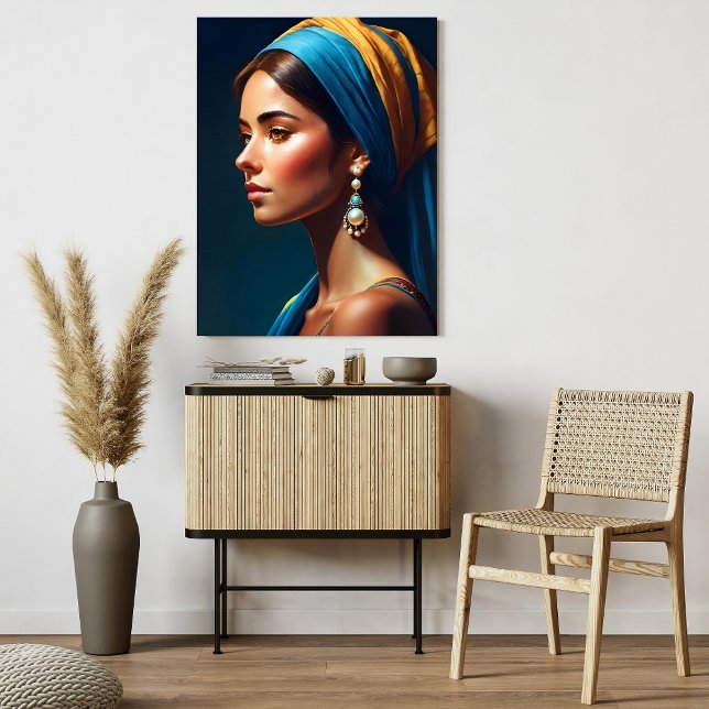 Girl Portrait in Blue and Gold, Classic Style | Poster (Creator Uploaded)