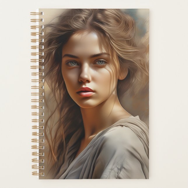 Girl Portrait is a pencil sketch of a woman. The p Planner (Front)