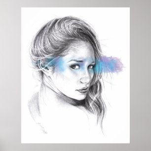 Girl portrait pencil art Poster print