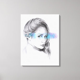 Girl portrait pencil drawing art canvas print