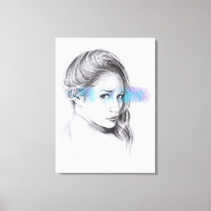 Girl portrait pencil drawing art canvas print