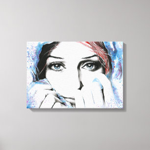 Girl portrait Pretty eyes Watercolor painting art Canvas Print