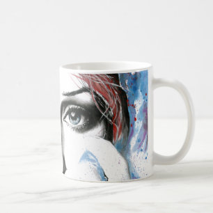 Girl portrait Pretty eyes Watercolor painting art Coffee Mug