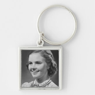 Girl Posing in Studio Key Ring