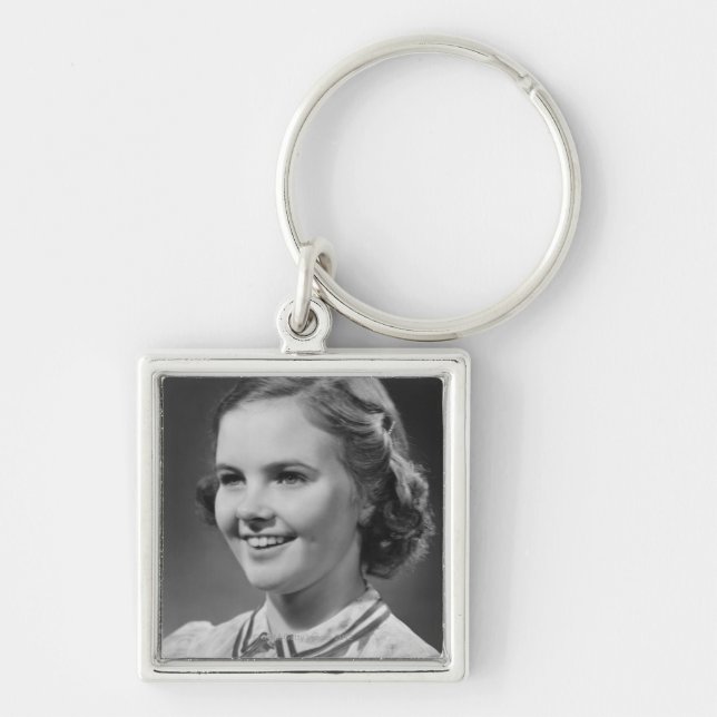 Girl Posing in Studio Key Ring (Front)
