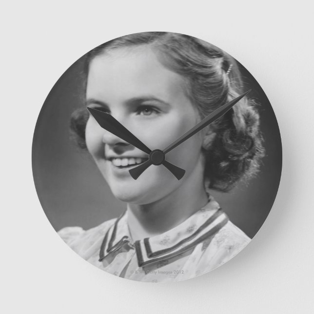 Girl Posing in Studio Round Clock (Front)