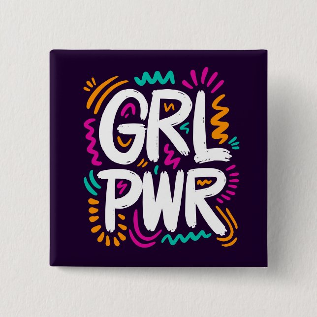 Girl Power 15 Cm Square Badge (Front)
