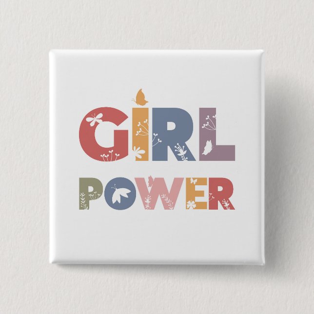 Girl Power 15 Cm Square Badge (Front)