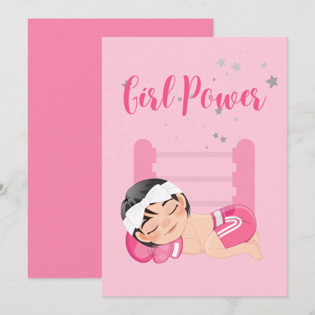 Girl power baby Announcement Card (Front/Back)