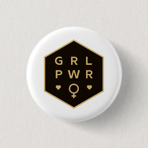 Girl Power   Black Colourful Graphic Design 3 Cm Round Badge