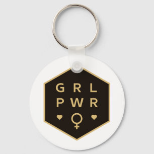Girl Power   Black Colourful Graphic Design Key Ring