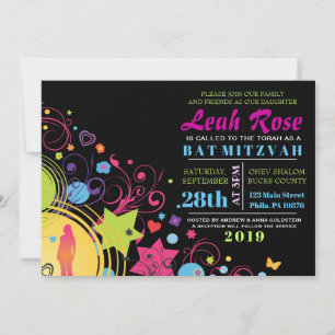 GIRL POWER Bright Bat Mitzvah Invitation