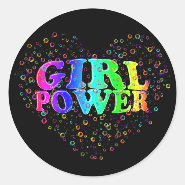 girl power! - classic round sticker (Front)