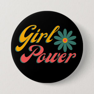 Girl Power Colourful Retro Design 7.5 Cm Round Badge