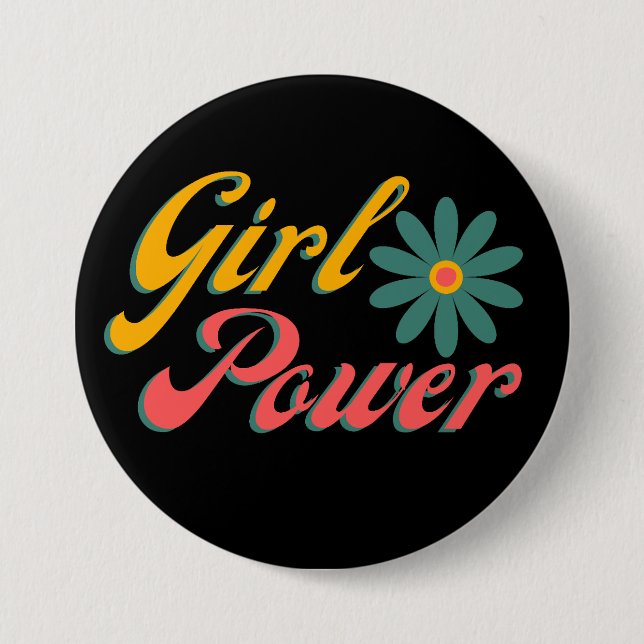 Girl Power Colourful Retro Design 7.5 Cm Round Badge (Front)