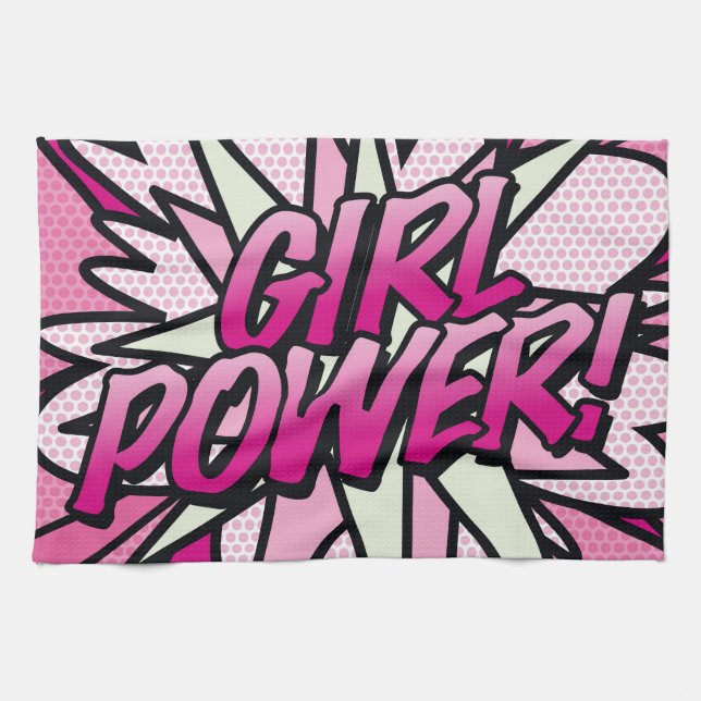 GIRL POWER Comic Book Pop Art Tea Towel (Horizontal)