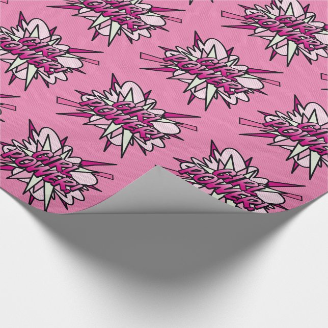 GIRL POWER Comic Book Pop Art Wrapping Paper (Corner)