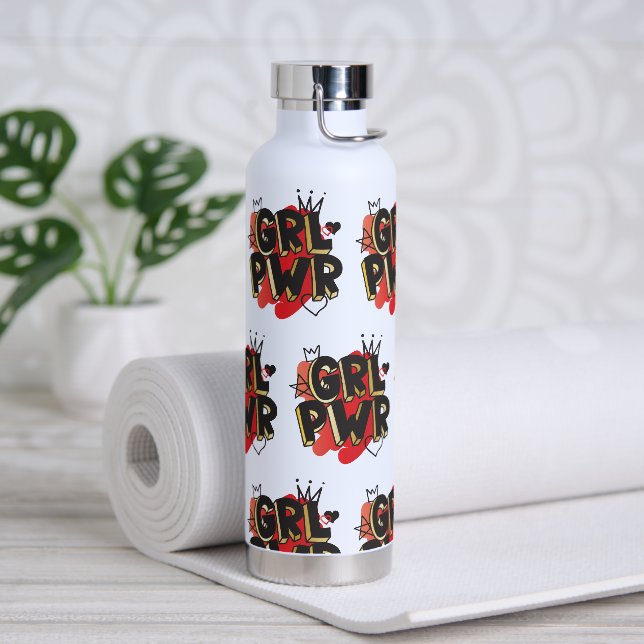 GIRL POWER, Crown & Hearts Water Bottle (Yoga)