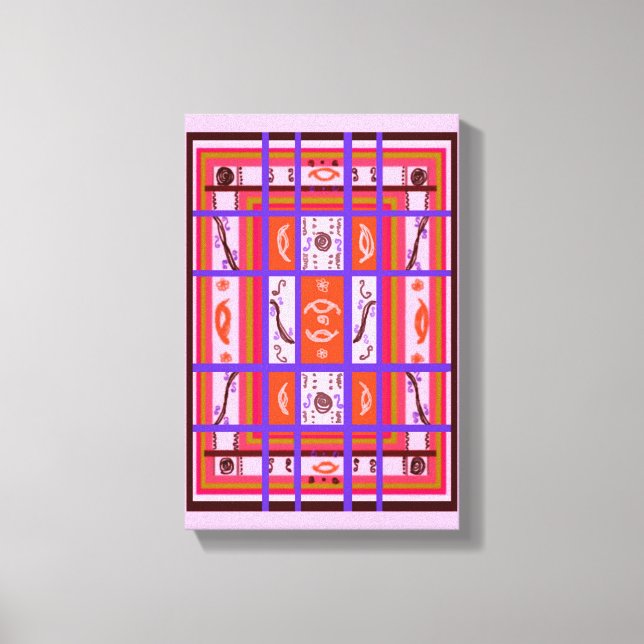 girl power curvy plaid pink canvas print (Front)