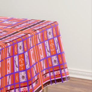 girl power curvy plaid repeat pattern tablecloth