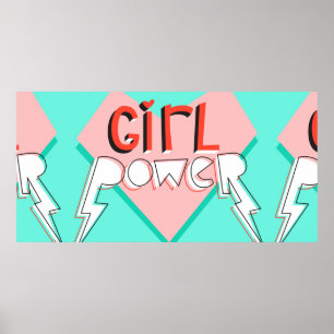 Girl power. Cute design with bright graphic slogan Poster