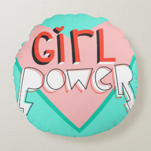 Girl power. Cute design with bright graphic slogan Round Cushion