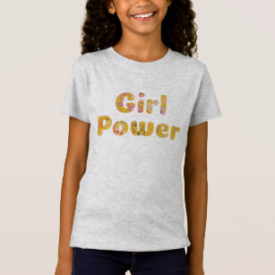 Girl Power Cute Floral Typography Feminist Quote T-Shirt