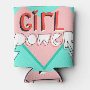 Girl Power: Cute Graphic Slogan Can Cooler