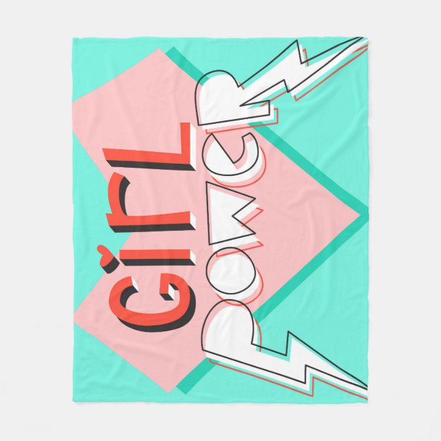 Girl Power: Cute Graphic Slogan Fleece Blanket (Front)