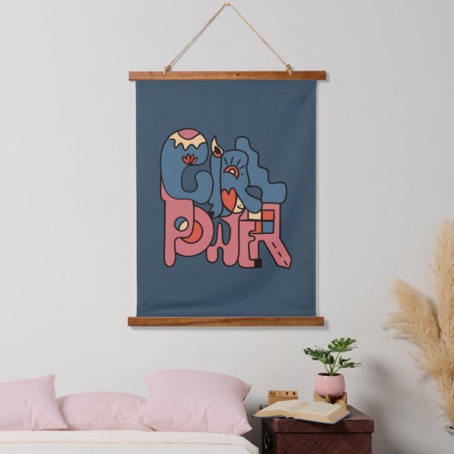 Girl Power Dark Version Hanging Tapestry (Bedroom)