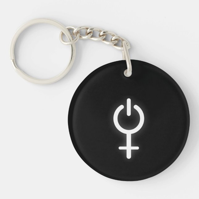 Girl Power Electronic Symbol for Gamer Female Sign Key Ring (Front)