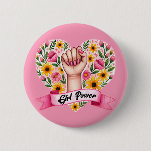 Girl Power Feminist 6 Cm Round Badge