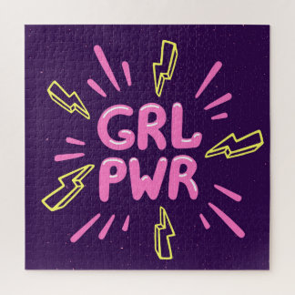 Girl power feminist slogan, violet background. jigsaw puzzle