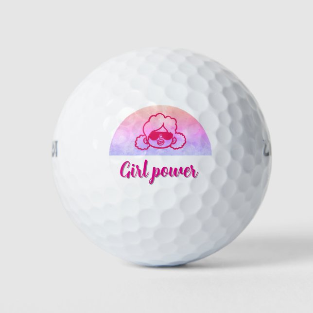 Girl power funny golf ball  (Front)