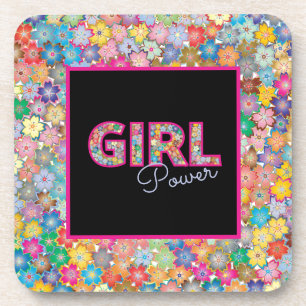 Girl Power   Girly Colorful Floral Gifts for Her Coaster