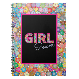 Girl Power Girly Colorful Floral Gifts for Her Notebook