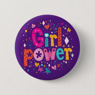 Girl Power Glossy Purple 6 Cm Round Badge