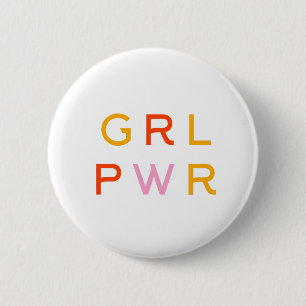 Girl Power GRL PWR Modern Feminist Minimal 6 Cm Round Badge