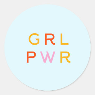Girl Power   GRL PWR   Modern Feminist   Minimal Classic Round Sticker