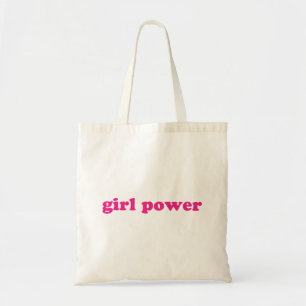 Girl power hot pink fuchsia modern typography tote bag
