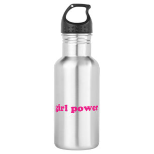 Girl power hot pink modern typography feminist 532 ml water bottle