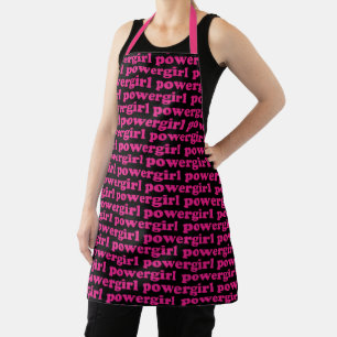 Girl power hot pink modern typography pattern apron