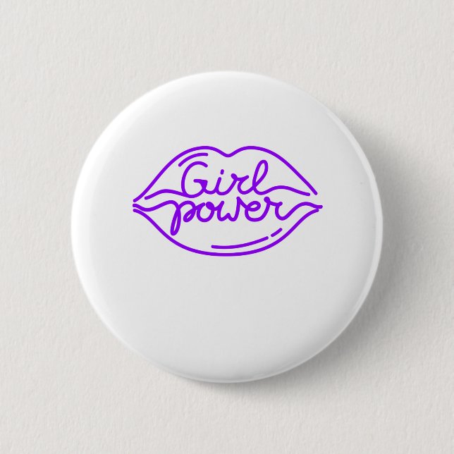 Girl Power Kiss  Cool Woman Feminist Movement 6 Cm Round Badge (Front)