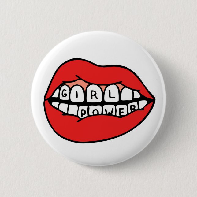 Girl Power Lips 6 Cm Round Badge (Front)