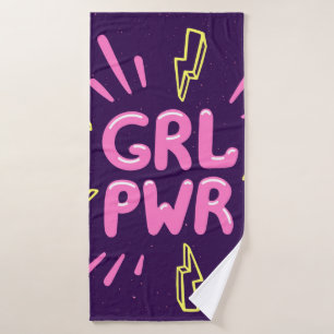 Girl power movement slogan seamless pattern bath towel
