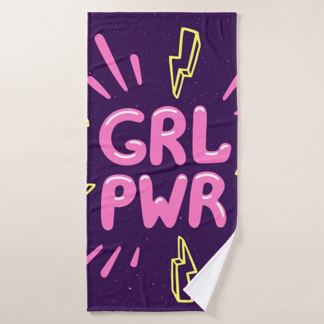 Girl power movement slogan seamless pattern bath towel (Bath Towel)