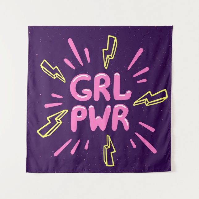 Girl power movement slogan seamless pattern tapestry (Front)