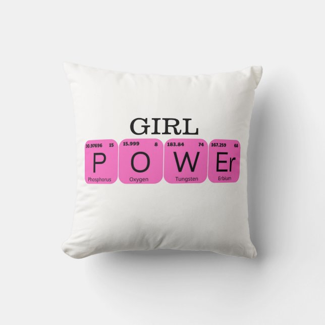 Girl Power Periodic Tablo Element Cushion (Front)