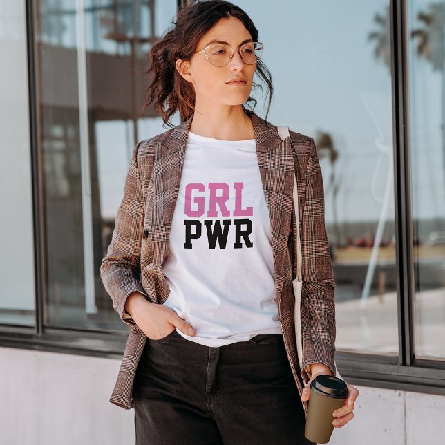 Girl Power Pink Black Modern Feminist GRL PWR  T-Shirt (Creator Uploaded)